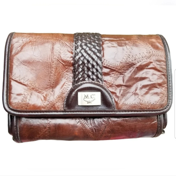 Marc Chantel Handbags - MARC CHANTEL VINTAGE STITCH PATCHWORK LEATHER HANDBAG
